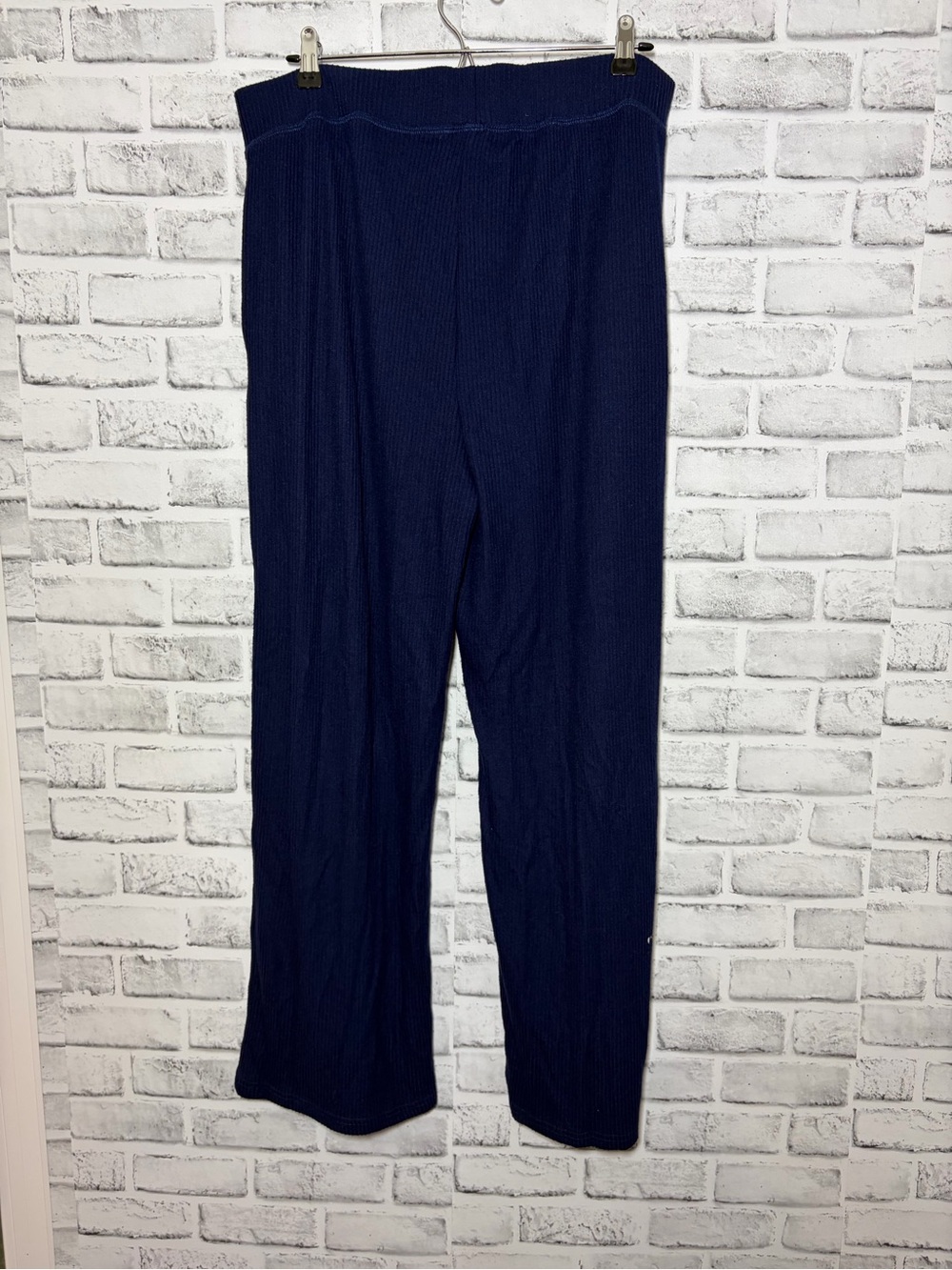 Lands' End Navy Ribbed Wide-Leg Pants - Picture 2 of 6